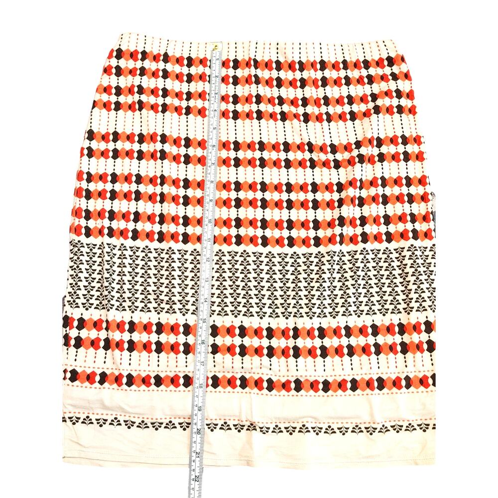 Studio M Retro Pencil Skirt Mid Rise Geometric Pattern White Multicolor Womens M - Picture 7 of 8